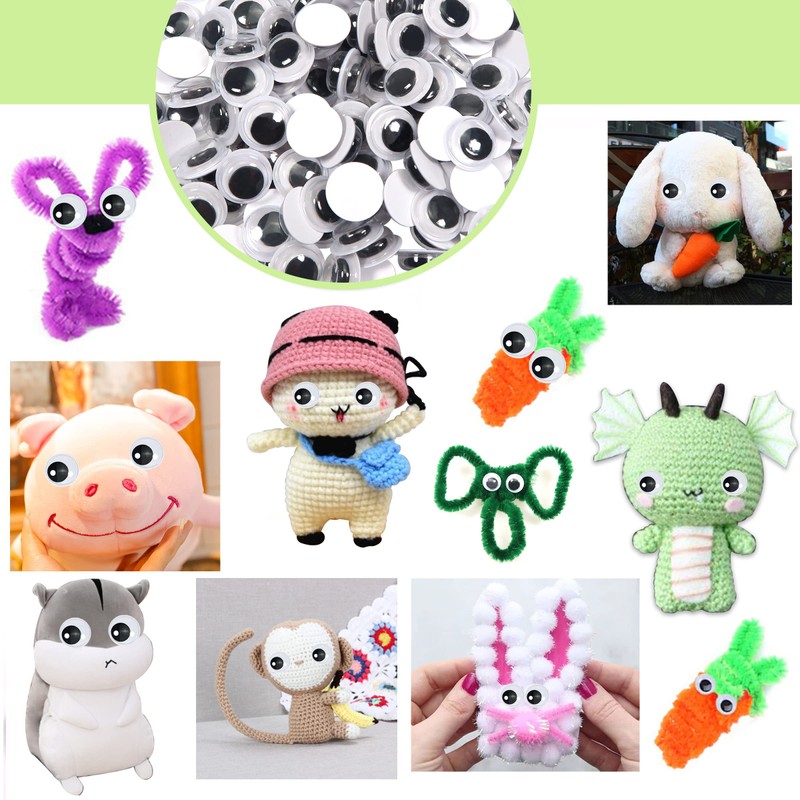 TOAOB 150pcs 15mm Plastic Wiggle Googly Eyes Self Adhesive Black