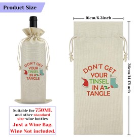 Christmas Wine Gift Bag Funny Christmas Gift for Friends Sister Daughter Son Christmas Gift Ideas Reusable Wine Bottle Bag Christmas Party Supplies Birthday Wedding Thanksgiving Gift Wine Wrapping Bag