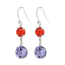 pewterhooter London Collection Women's Sparkling Hyacinth and Violet Sterling Silver Crystal Earrings with Gift Box.