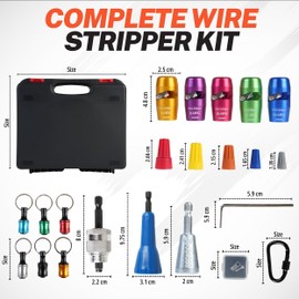 Wire Stripper for Drill, 6/8/10/12/14 AWG Wire twister tool,Drill Wire Stripper,Bit Holders 1/4 Socket, Hex Shank Screwdriver Bit Holder, Drill Bit Keychain, Easy Change, Screwdriver Bit Holders
