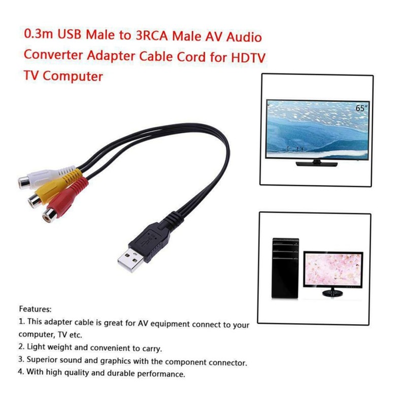 Gadpiparty 1Pair Male to Female Av Cable Set High Speed