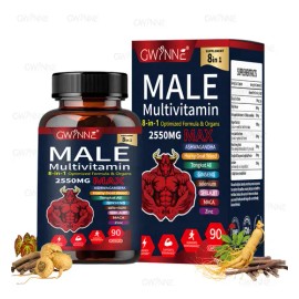 Gwynne Multivitamina Para Hombres 90 Cpsulas,8 En 1 Multivitaminas Para Hombres Diarias 2550 Mg Max Con Zinc,shilajit,horny Goat Weed,etc,apoyo A La  