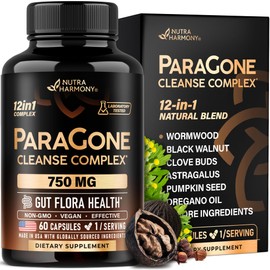 Wormwood, Black Walnut, Clove & Astragalus - ParaGone for Cleanse, Detox, Intestinal & Gut Flora Support - 12 in 1 Complex for Men & Women - Non-GMO, Vegan - Made in USA - 60 Capsules for 2 Months
