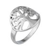 LUX ACCESSORIES Silver Tone Round Circle Tree of Life Shaped