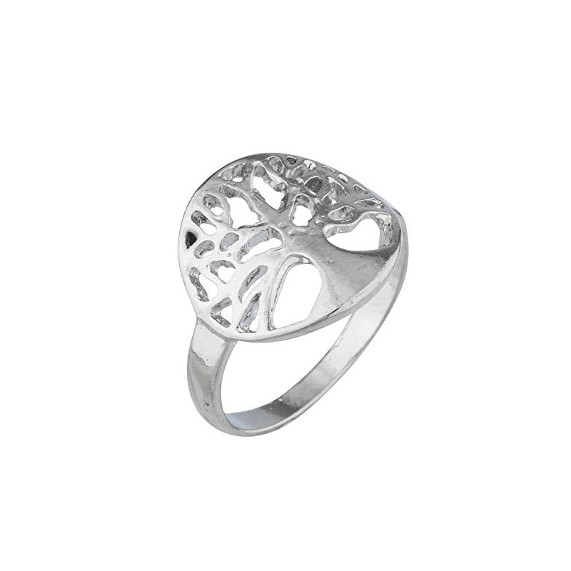 LUX ACCESSORIES Silver Tone Round Circle Tree of Life Shaped