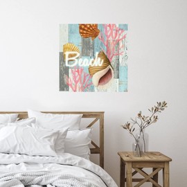 Sea Snail Starfish Nautical Beach Ocean Theme Bedroom Home Decor Wall Art Murals Turtle Sea Life Seaturtle Seahorse Self-Adhesive Home Decals for Suitcase Classroom Kitchen Mirrors Vinyl 18in