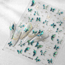 TVETE【2枚セット】ネイルシール ジェル パーツ イルステッカー イルステッカー 蝶ネイルデザイン 自己粘着 子供用 簡単 春夏 蝶デザイン ネイルデカール 女性 女の子 はがせるネイルシール 5D 夏の蝶 キッズ ネイルアート装飾 ステッカー 女の子ネイル