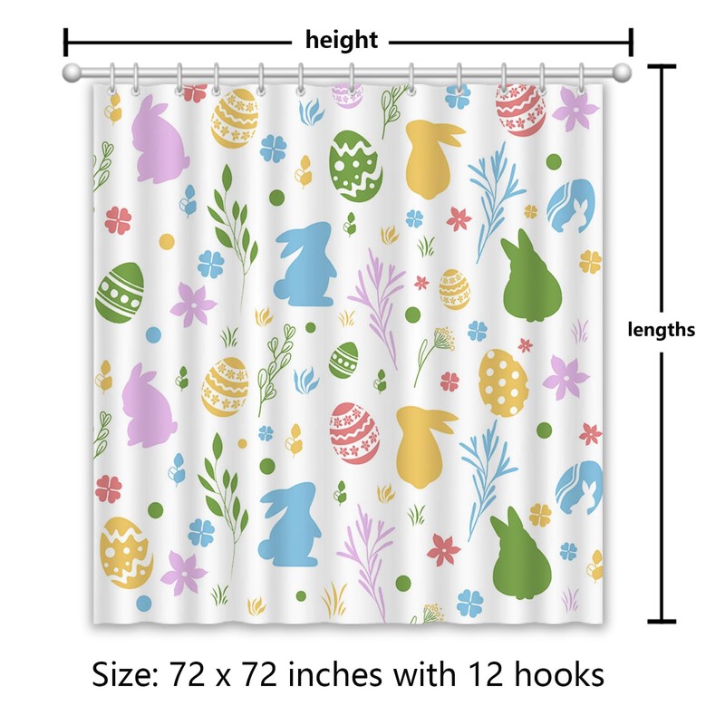 APROPHIC Easter Shower Curtain, Funny Rabbit Shower Curtain Set, Coloured