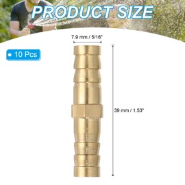 PATIKIL 5/16" Brass Hose Barb Fitting, 5 Pcs Straight Barb Union Fittings Metals Splicer Mender Connector Barbed Adapter Air Hose Repair Kit for Water Oil Fuel Gas