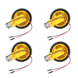 AEDIKO 4 Sets TT Motor DC 3-6V Gearbox Motor Dual Shaft 200RPM Ratio 1:48 Motor with Tire Wheel Kit for Arduino DIY Smart Car Robot