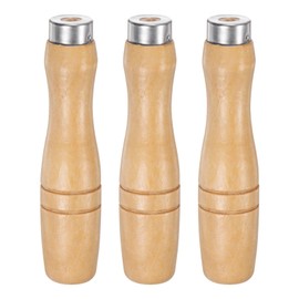 sourcing map 3pcs Wooden File Handle 4.13 Inch 4.8mm Round Hole Ergonomic Handles with Metal Collar for 6" Metal Files