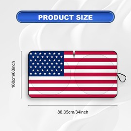 HEVLE Car Windshield Sun Shade, car Sun Shade, 64"×33" American Flag Auto Front Window Sunshade Protection, Foldable Car Front Window Sunshade Fits for Cars SUV Blocks UV Rays (Red)