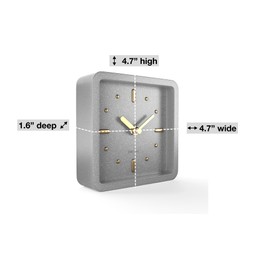 Driini Modern Mid Century Desk & Shelf Clock (Gray and Gold) - Battery Operated with Silent, Analog Movement – Small Tabletop Clocks for Office – Perfect for Mantle, End Table, Desktop or Nightstand