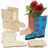 Baker Ross FC734 Rubber Boots Wooden Building Set Flower Pot