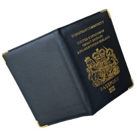 Wish Beauty,The Royal Elegance UK Passport Cover Holders | Protector | Black | British | Wallet Brexit Travel Organiser,14cm