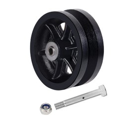 SYRATION 6"x2" Cast Iron V Groove Caster Wheel with Straight Roller Bearing Capacity 1000 lbs (1 Black Wheel)