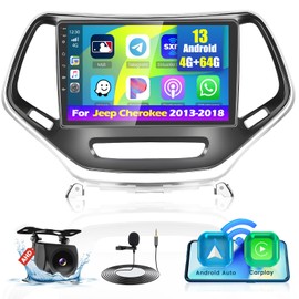 [8Core 4+64G] Car Radio for Jeep Cherokee 2013-2018, Wireless Carplay Android Auto 32EQ DSP, Hikity 10.1 Inch 1280 * 720 Touchscreen Bluetooth 5.0 Android 13 Car Radio GPS Navigation Backup Camera