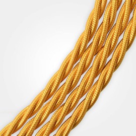 DC VOLTAGE 10 Meter 2 Core Electrical Cable, Vintage Electrical Wire 2 Core Twisted Fabric Lamp Cord Retro Look for Modern Lighting Projects, DIY Lamps Pendant Lights Lighting Appliances (Gold - 10m)