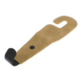 INFINAUTO Car Seat Headrest Hook Interior Accessories for Most Car, SUV, Truck Car Seat Back Organizer Hooks Faux Leather Metal Beige Yellow 6.69"x1.77"