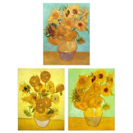 Artery8 Pack of 3 A4 Vincent Van Gogh Sunflowers Collection Paintings Unframed Wall Art Living Room Prints Set