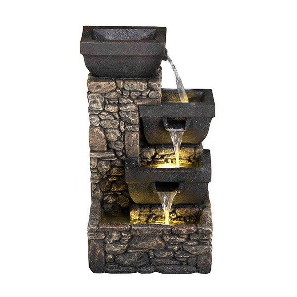 Labyrinth Wall Fountain Stone Tier Water Fountain with Light (1)