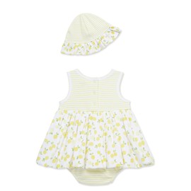 Little Me Clothes for Baby Girls' Lemons Popover with Hat, Pale Banana/White, 9 Months