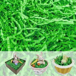 Wittocs 1 LB Easter Green Grass Crinkle Cut Paper Shred Filler for Gift Wrap and Basket Filler, Birthday, Wedding, Valentine's Day, Mardi Gras, Christmas Decorations Filling Supplies