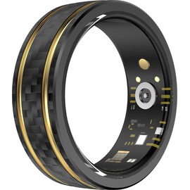 Smart Ring Heart Rate Monitor Blood Pressure Ring Sleep Tracker Blood Oxygen Fitness Tracker Pedometer Step Counter Calories Fitness Ring Waterproof Health Smart Rings for Men Women Carbon Fiber Ring