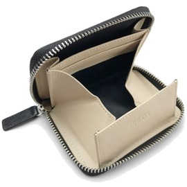 Phlox Men's Zipper Wallet Coin Purse, Box Type, Genuine Leather, Black