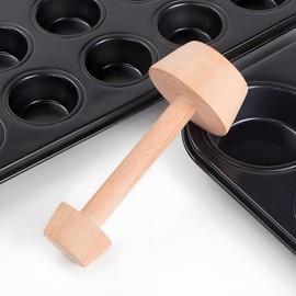 Kryoflare Double-Sided Wooden Tart Tamper, 4.5cm Pastry Press Tool for Pies Tarts Quiche, Baking Mold with Handle
