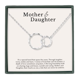 HOPE LOVE SHINE Mother Daughter Necklace - Mom Birthday present, Mothers Day Jewelry Gift • Interlocking Circles Necklace for Women in Sterling Silver & 14K Gold Vermeil