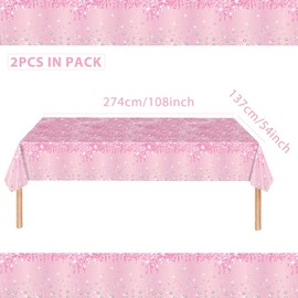 2pcs Pastel Pink Table Cloth Party Disposable Tablecloths,137 x274cm Shiny Glitter Diamond Pink Party Rectangular Dining Table Cover Baby Pink Tablecloths for Baby Shower,Wedding,Birthday Party Décor
