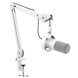 FIFINE Podcast XLR/USB Microphone Kit, Studio Dynamic Vocal Mic for Recording, Streaming, Voice-Over, PC Microphone with Boom Arm with Mute, Headphone Monitoring, Metal-AmpliTank K688T White