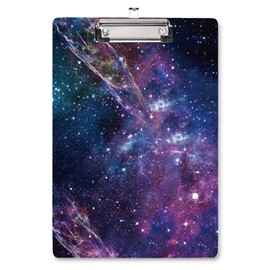 Clipboard Decorative, Clipboard Cute, WAVEYU A4 Letter Size Clip Board Pattern with Low Profile Clip, Retractable Key Hole for Hanging Paperboard for Office School Supplies, Nebula Black (12.5"x9")