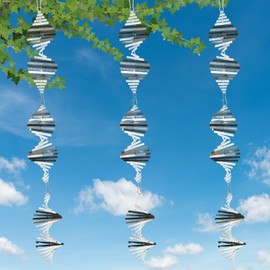 Reflektierende Vogelschreck 3D, Vogelabwehr Windspiel, Silber reflektierende Wind Spiral, Vogelabwehrmittel für Vogelbalkon und Gartendekoration, Reflektierende Windspirale Vogelabwehr,zum Schutz von