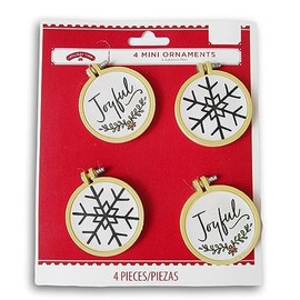Embroidery Hoop Folk Christmas Tree Ornaments - 4 Count (Joyful Snow)