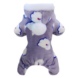 Izefia Dog Sweater Dog Clothes Fleece Dog Woolen Sweater Winter Warm Sweat Shirt 4 Legs Jumpsuit Pajamas with Snowball Cap Sweater for Small Dog Medium Dog Cat Grey L