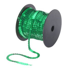 MECCANIXITY 100 Yards x 0.24 Inch Flat Sequin Strip Laser Sequins Fabric Paillette Spangle Sequins Trim for Crafts DIY Sequin Fringe Sewing Green