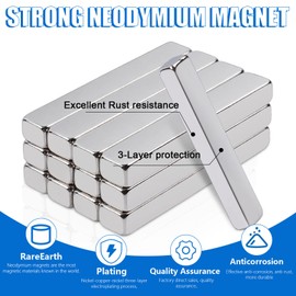 MAGXCENE 30pcs Strong Rare Earth Magnets Bar, Small Rectangular Neodymium Magnets Heavy Duty for Crafts, Refrigerator Kitchen Tool Storage Industrial, 25x4x3 mm