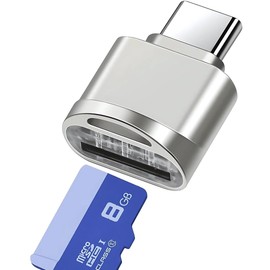 Micro SD Card Reader, USB 3.0 Type-C to Micro SD SDHC SDXC OTG Reader, Type C TF Memory Card Reader, OTG SD Card Reader With USB C to USB Adapter Compatible with Phone Mac Windows Galaxy (Silver)