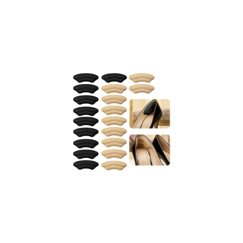 20Pares Almohadillas de Talón para Zapatos,Talón Autoadhesivas(beige+Negro)
