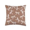 Mocha Mousse Coquette Bow Throw Pillow
