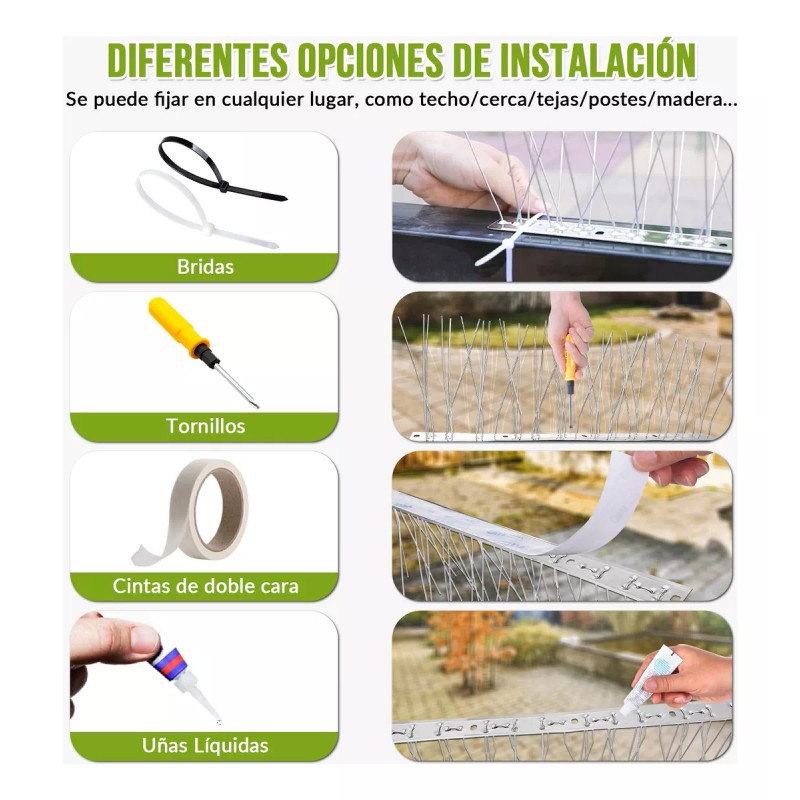 HomeChi 12 Pcs Púas Antipalomas Y Aves Caja Con Lineales