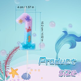 Zahlenkerze Meerjungfrau, Geburtstagskerzen mit Meerjungfrauenmotiv Geburtstagszahlenkerzen Kuchendekorationen mit Ozeanmotiv Geeignet für Partydekorationen für Mädchen und Jungen (Nummer 1)