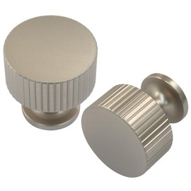 Jiozermi 6 Pcs Solid Brass Cabinet Knobs, Brushed Satin Nickel Dresser Knobs Pulls Drawer Handles Kithcen Gold Hardware for Kitchen Cabinets Bathroom Bedroom Dresser Drawer