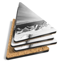 4 x Triangle Coasters - BW - Nuuk City Greenland Ice Landscape Cork Backed MDF Glossy Tea Coffee Accessory #43290