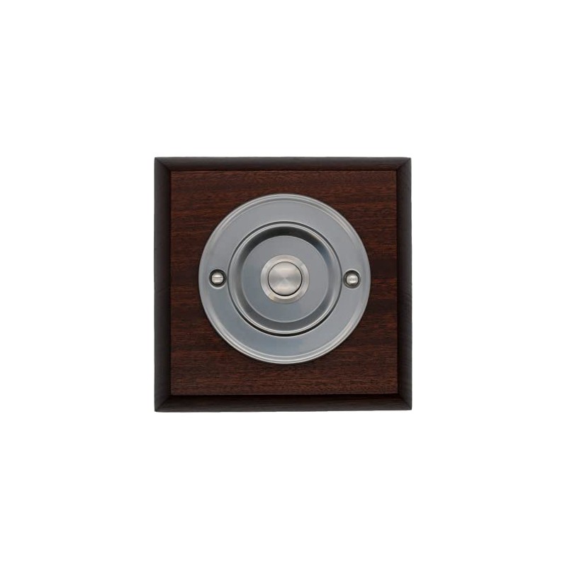 Modern Living Square Wireless Doorbell in Mahogany and Brushed Nickel