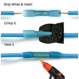 Unbranded Marine 500Pc 16-14AWG Blue Heat Shrink Adhesive Glue Wire Butt Connectors