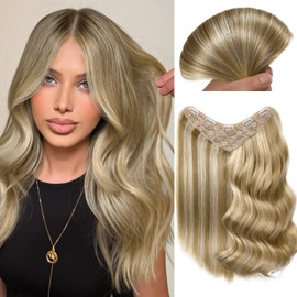 FAVE 16 Inch Human Hair Clip in Extensions 110g Blonde Hair Extensions Seamless & Invisible Highlight Clip in Hair Extensions for Volume & Length