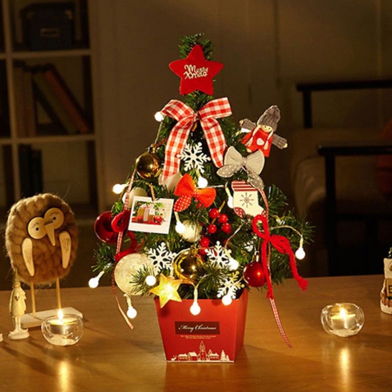 Mini Christmas Tree Decoration with Light Artificial Christmas Trees Decorated